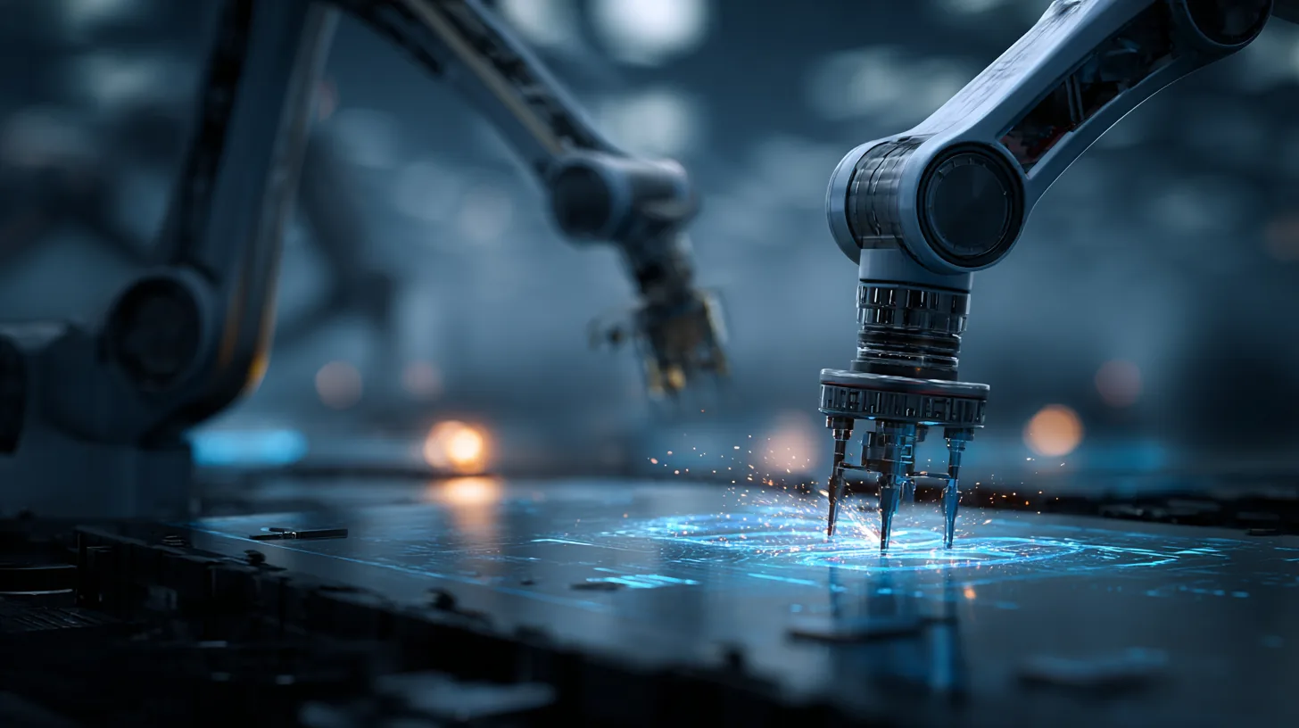 Robotic machining cell in operation