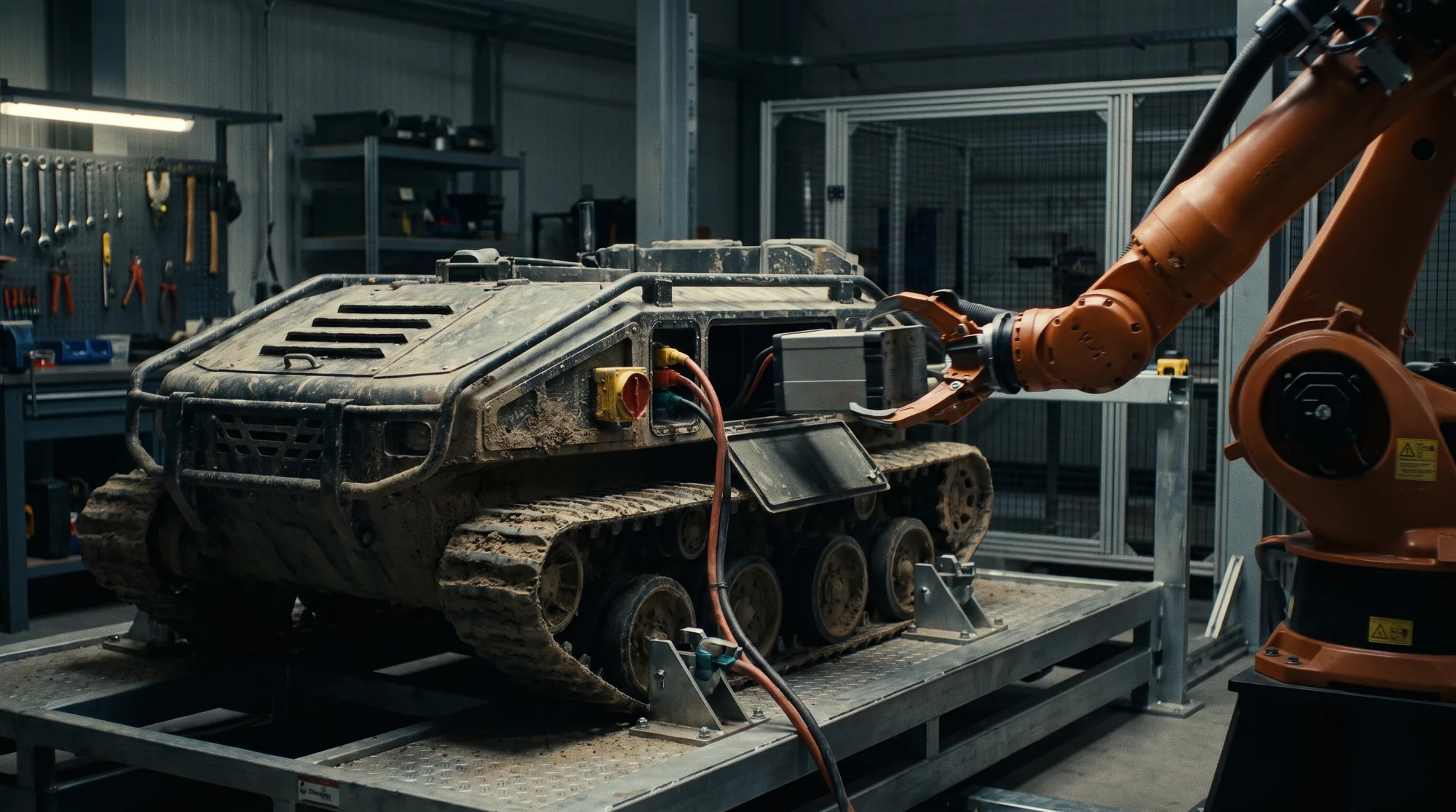 Robotic ground vehicle support station service bay